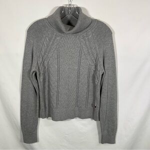 Tommy Jeans Women's Cable-Knit Turtleneck Sweater Size Small In Gray, Cropped